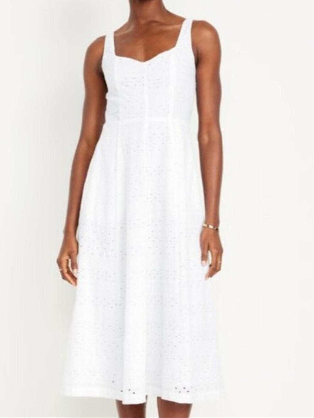 Old Navy 100% Cotton White Eyelet Embroidered Smock Dress Summer Vacation Size M